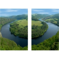 Wraparound Waterway 2 Mounted Photography Print Diptych - Multicolor