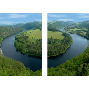 Wraparound Waterway 2 Mounted Photography Print Diptych - Multicolor 