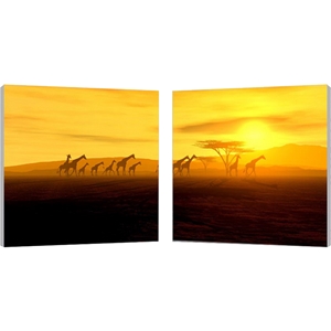Glorious Giraffes Mounted Photography Print Diptych - Multicolor 