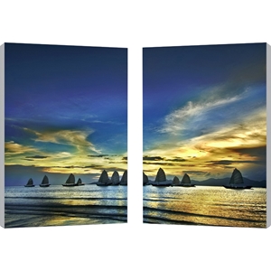 Sunset Sails Mounted Photography Print Diptych - Multicolor 