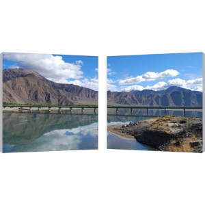 Causeway Through The Mountains Photography Print Diptych - Multicolor 