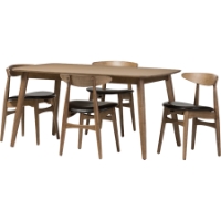 Edna 5-Piece Dining Set - Black, Oak Light Brown
