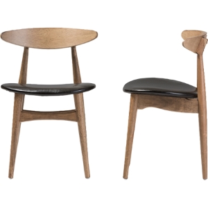 Edna Dining Chair - Black, Oak Light Brown (Set of 2) 