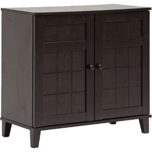 Glidden Wood Short Shoe Cabinet - 2 Doors, Dark Brown 