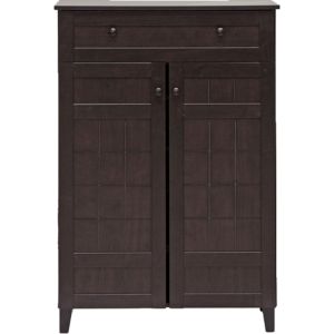 Glidden Wood Tall Shoe Cabinet - 1 Drawer, Dark Brown 