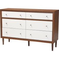 Harlow 6 Drawers Storage Dresser - Walnut Brown and White