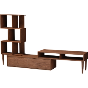 Haversham TV Stand Entertainment Center - Display Unit, Walnut 