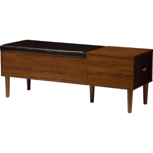Merrick 1 Drawer Entryway Storage Cushioned Bench - Oak, Espresso 