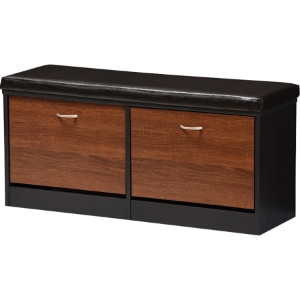 Foley Entryway Storage Cushioned Bench - Oak, Espresso 