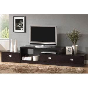 Marconi Asymmetrical TV Stand - Dark Brown, 3 Drawers 
