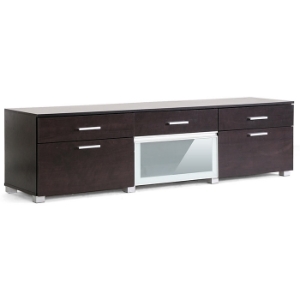 Basilio 70'' Entertainment Center - Dark Brown, Frosted Glass 