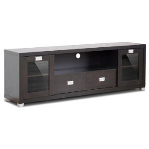 Gosford 69'' TV Stand - Dark Brown, Tempered Glass, 2 Drawers 