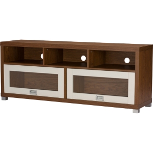 Swindon 2 Glass Doors TV Stand - Walnut, White 
