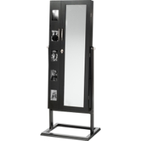 Vittoria Floor Standing Jewelry Armoire Cabinet - Double Doors, Black