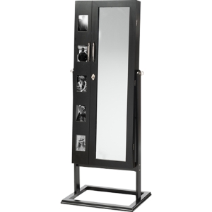 Vittoria Floor Standing Jewelry Armoire Cabinet - Double Doors, Black 