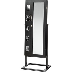 Vittoria Floor Standing Jewelry Armoire Cabinet - Double Doors, Black 