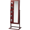Vittoria Floor Standing Jewelry Armoire Cabinet - Double Doors, Brown - WI-GLD13358-BROWN