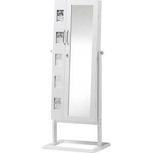 Vittoria Floor Standing Jewelry Armoire Cabinet - Double Doors, White 