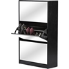 Albany Shoe Storage Cabinet - Mirror, Black - WI-GLS17016-BLACK