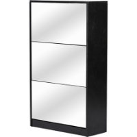 Albany Shoe Storage Cabinet - Mirror, Black