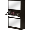 Albany Shoe Storage Cabinet - Mirror, Brown - WI-GLS17016-BROWN