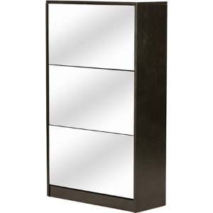 Albany Shoe Storage Cabinet - Mirror, Brown 