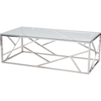 Fiona Rectangular Coffee Table - Glass Top, Stainless Steel