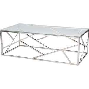Fiona Rectangular Coffee Table - Glass Top, Stainless Steel 