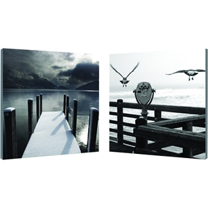 Lake Lookout Mounted Photography Print Diptych - Black, White 