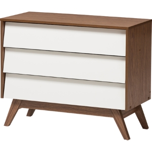 Hildon Wood 3 Drawers Storage Chest - White and Walnut 