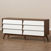 Hildon Wood 6 Drawers Storage Dresser - White and Walnut - WI-HILDON-6DW-WALNUT-WHITE-CHEST