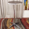 Altgeld Aluminum Bar Table with Brown Round Top - WI-HPL-LAM-TOP-ROUND