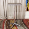 Altgeld Aluminum Bar Table with Brown Square Top - WI-HPL-LAM-TOP-SQUARE