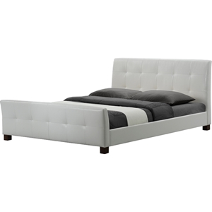 Amara Faux Leather Bed - Tufted, White 