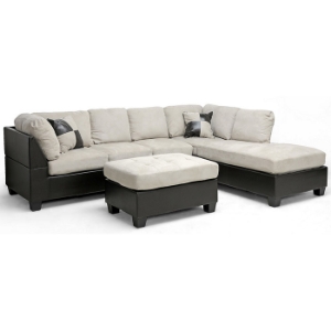 Mancini Sectional &amp; Ottoman - Microfiber Seat, Right Facing Chaise 