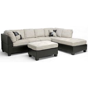 Mancini Sectional & Ottoman - Microfiber Seat, Right Facing Chaise 
