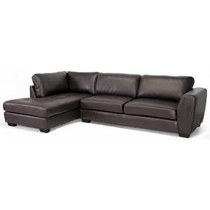 Orland Sectional Sofa - Dark Brown Leather, Left Facing Chaise 
