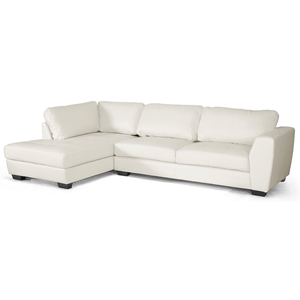 Orland Sectional Sofa - White Leather, Left Facing Chaise 