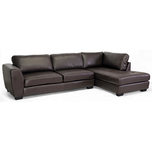 Orland Sectional Sofa - Dark Brown Leather, Right Facing Chaise 