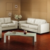 Whitney Modern Sofa and Loveseat - Tufted, Ivory Leather - WI-IDS06LT-LT12-PEARL-2-PC-SOFA-SET