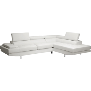 Selma Leather Sectional Sofa - Adjustable Headrests, White 