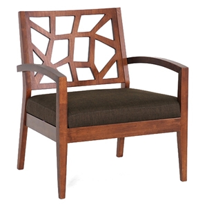 Jennifer Lounge Chair - Arms, Walnut Veneer, Dark Brown Twill 