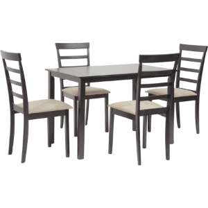 Jet Sun Dark Brown/Beige 5-Piece Dining Set - Dark Brown, Beige 
