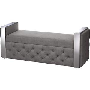 Fiona Fabric Storage Bench - Button Tufted, Slate Gray 
