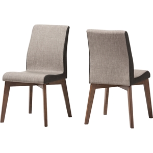 Kimberly Dining Chair - Beige and Brown Fabric (Set of 2) 
