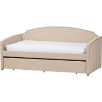 Lanny Nailheads Twin Daybed - Trundle Bed, Beige