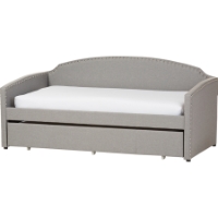 Lanny Nailheads Twin Daybed - Trundle Bed, Gray