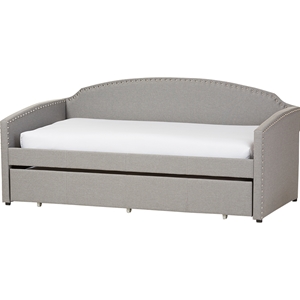 Lanny Nailheads Twin Daybed - Trundle Bed, Gray 