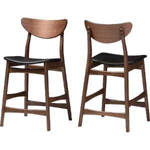 Latina Counter Stool - Black, Walnut (Set of 2) 