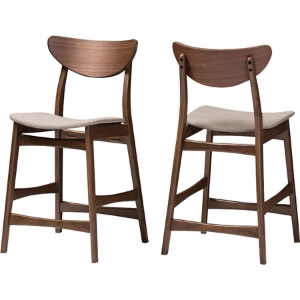 Latina Counter Stool - Light Gray, Walnut (Set of 2) 
